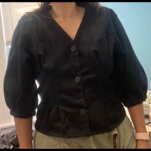 Puff sleeve soft denim material top. Lightly used looks and feels like new.